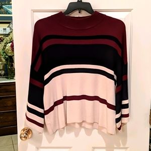 LOFT Navy Blue, Cream & Burgundy sweater